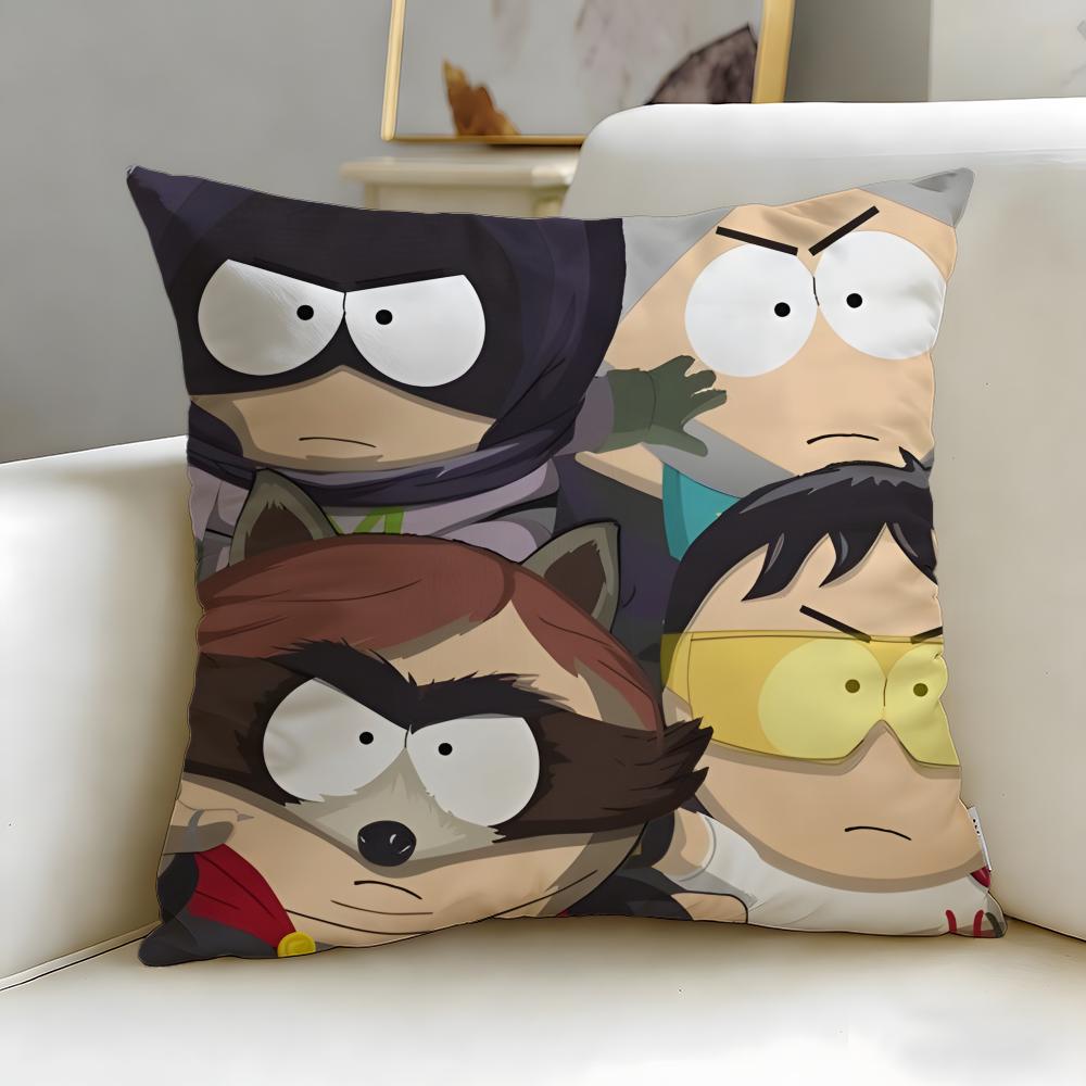 1Pc South Park Pillow Cover, Polyester 2D Double-Sided Print, Classic Cartoon Character Cushion Case, Decorative Throw Pillow Fo