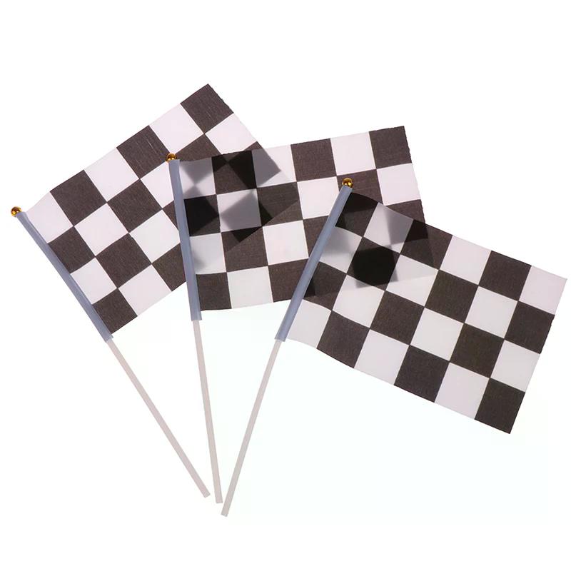10pcs Decor Checkered Black and White Pennant Banner Racing Flags Stick Racing Traffic Cones Party Racing Car Party