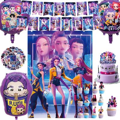New KPOP Demon Hunters Cartoon Comic Theme Birthday Party Decorations Set Tableware Cup Plate Paper Girls Baby Shower Supplies