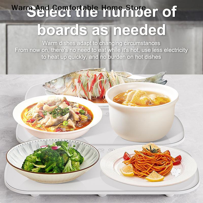 Electric Heating Plate Food Warmer Mat Silicone Dining Table Fast Warming Food Coffee Heater Tray Foldable Food Warming Plate