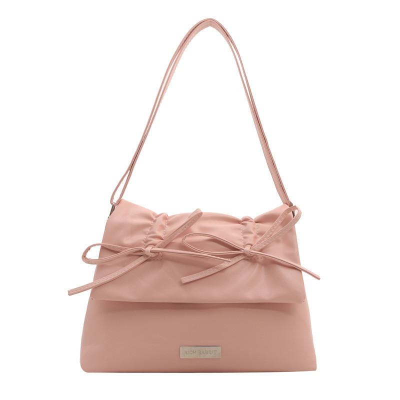 Stylish Feminine Tote Bag With Large Capacity Butterfly Bow In White Pink Silver Black