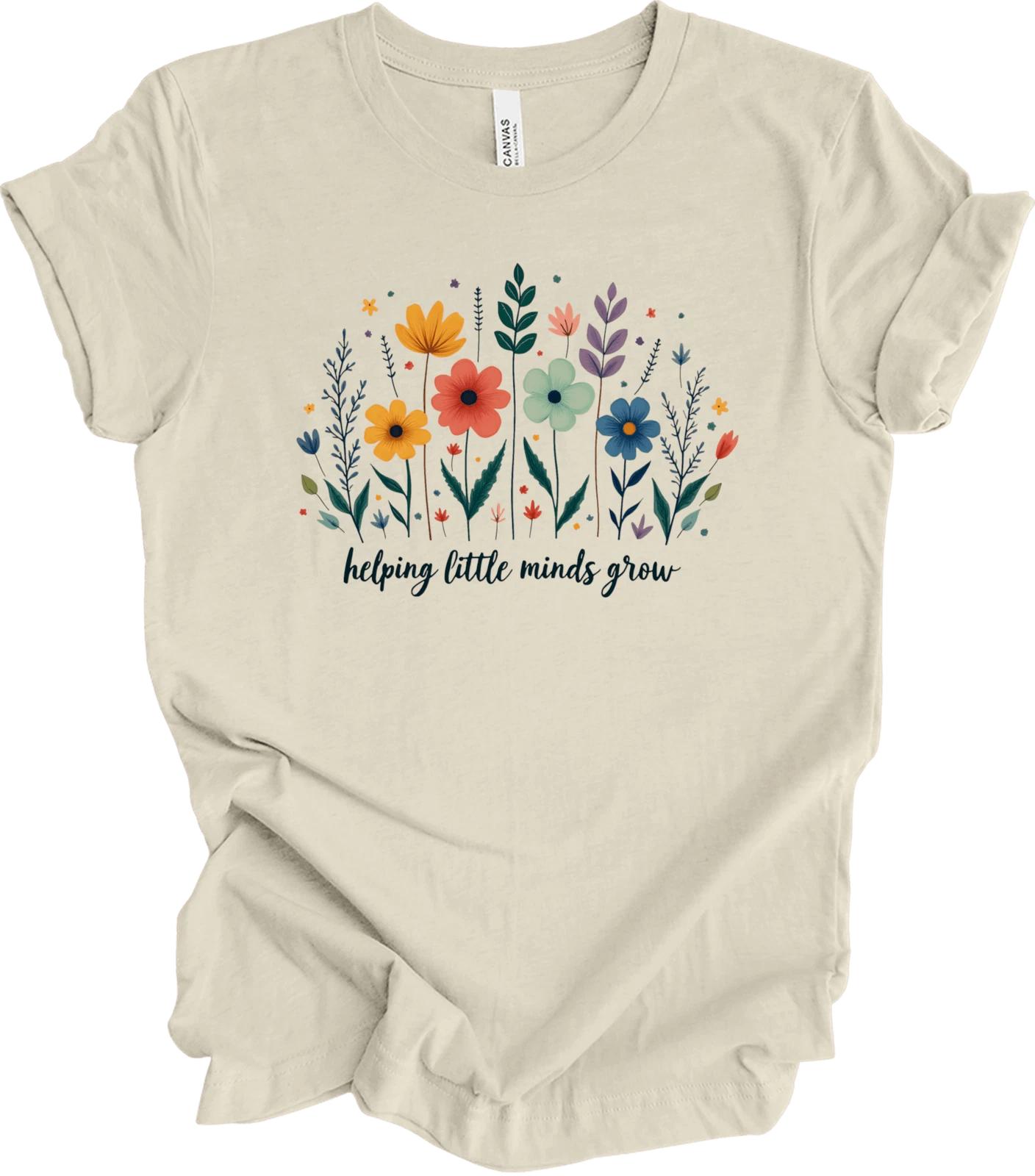 Helping Little Minds Grow Floral Pastel Gift Idea Teacher Educator T shirt XL
