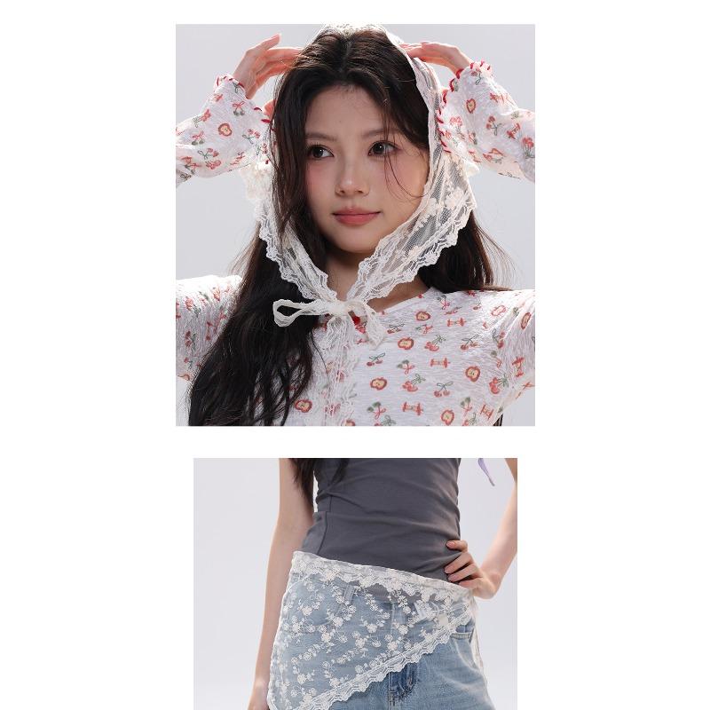Women S White Lace Tie Triangle Scarf For Jeans Decoration