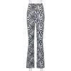 Pantaloni da donna a vita elasticizzata con stampa zebrata elasticizzati casual svasati