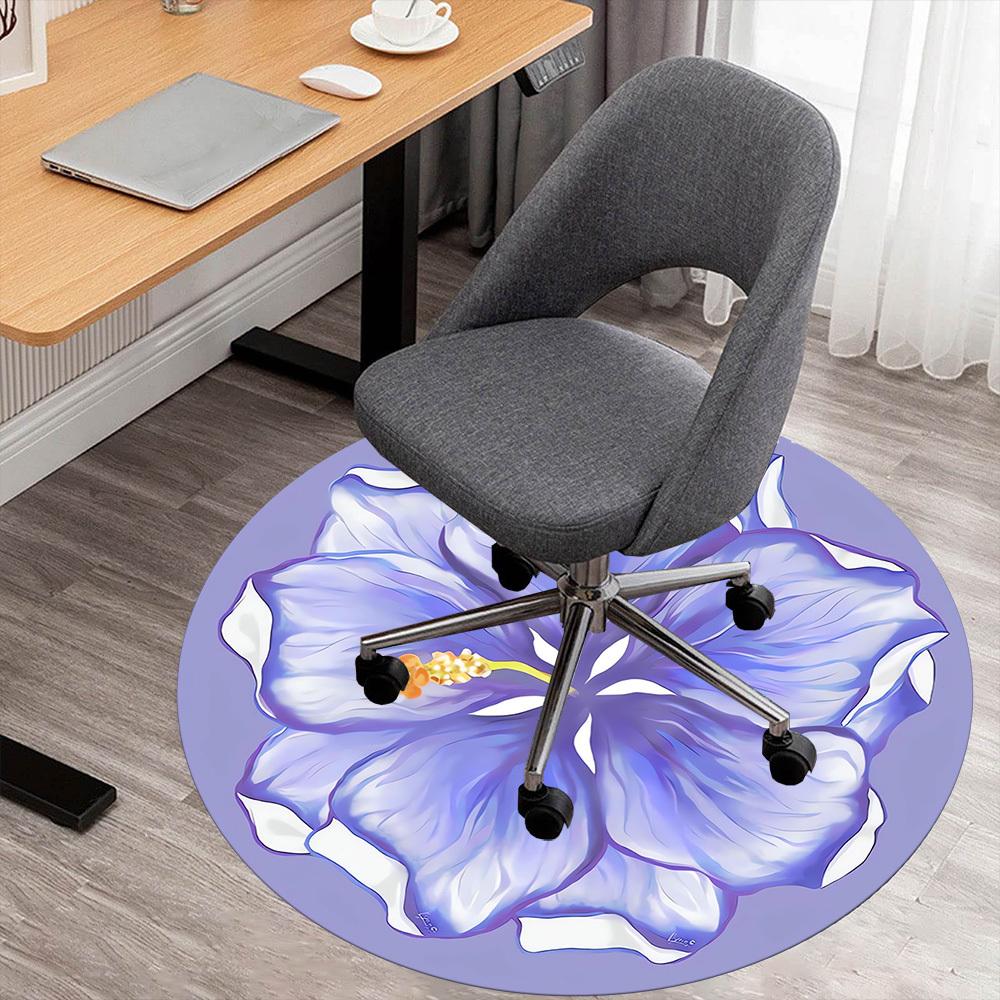 

1pc flower blue Round Chair mat Area Rug - Non-Slip, Floor Mat for Office, Bedroom, and Indoor Decor c1118011 80cm by 80cm
