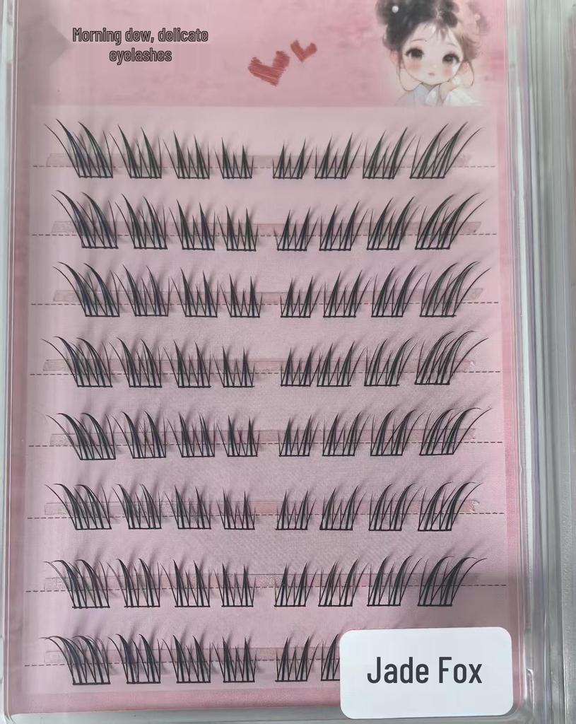 Self-Adhesive Glue-Free Fishtail Sunflower False Eyelashes - Natural Single Cluster Segmented Eyelashes for Beginners