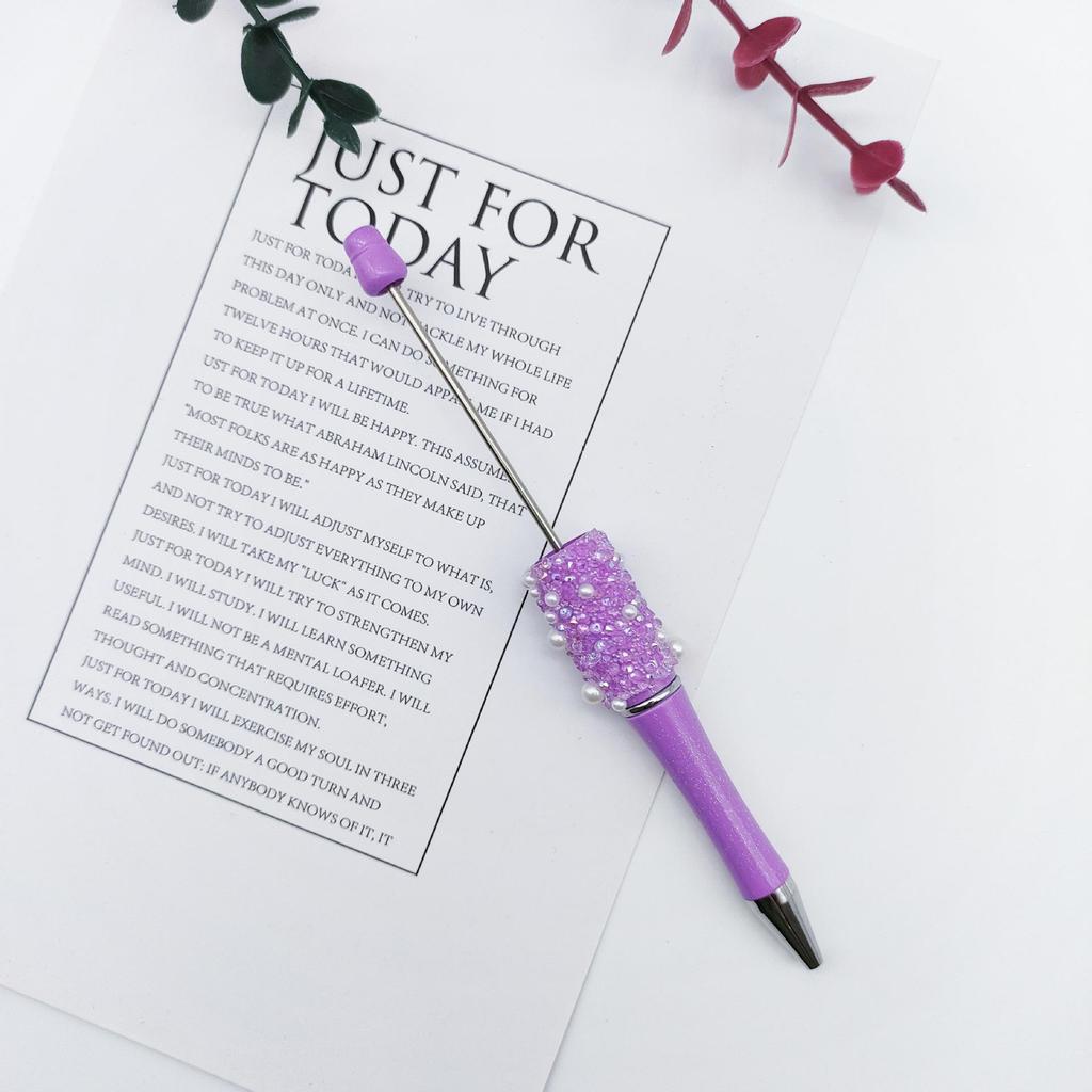Starry Crystal Pearl Bead Pen - Handmade Rhinestone Candy Design