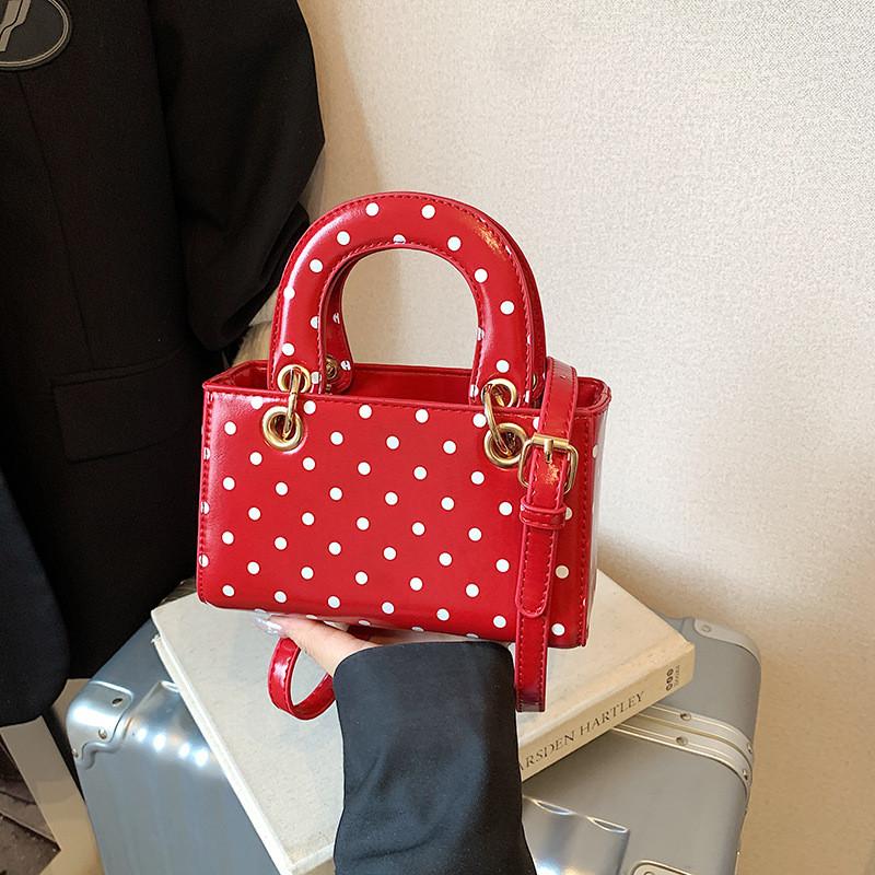 IELGY Fashionable All-Match Cross-Body Polka Dot Bag Exquisite Portable Small Square Bag