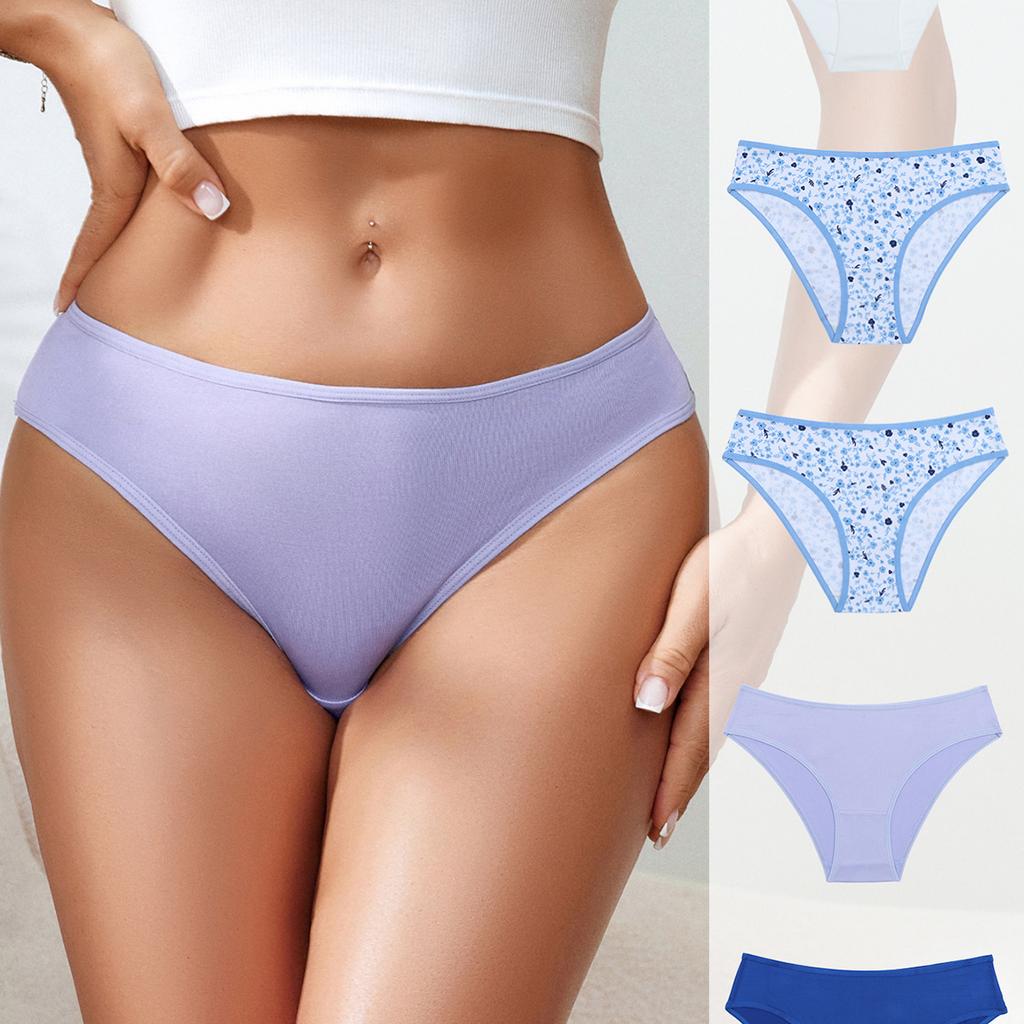 5Pcs Solid Underwear for Women Low Waisted Soft Ladies Panties Full Coverage Breathable Briefs Fits Comfortably for Gym, Work, Daily