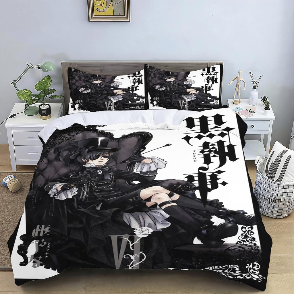 2/3pcs Bedding Set Cartoon Japanese Manga Black Butler Duvet Cover Childlike Bedroom 100% Polyester Adult Gift