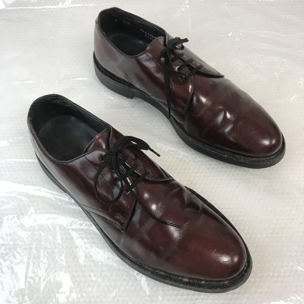 E.T.Wright 80s Vintage Tan Felt Lined Leather Plain Toe 8D/B 25.5-26.0 Burgundy(USED)