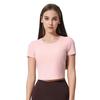 Summer Nude Yoga Clothes Women's Short Fitness Top Drawstring Pleated Versatile Sports Short-sleeved T-shirt D11011