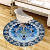 1pc Office Carpet Chair Mats Blue Iris Floral Mandala Perfect for Decorating Office Chairs, Living Rooms, Or Bedrooms