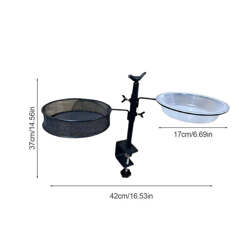 Deck Bird Feeder Bird Water Bowl Feeders With Metal Mesh Tray 360-Degree Rotatable Feeding Station Flower Pot Stand For Balcony