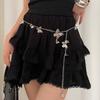 Bohemian Style Butterfly Blue Water Diamond Waist Woven Handmade Wooden Bead Belts Y2K Retro Belt Waist Chain Accessory Skirt
