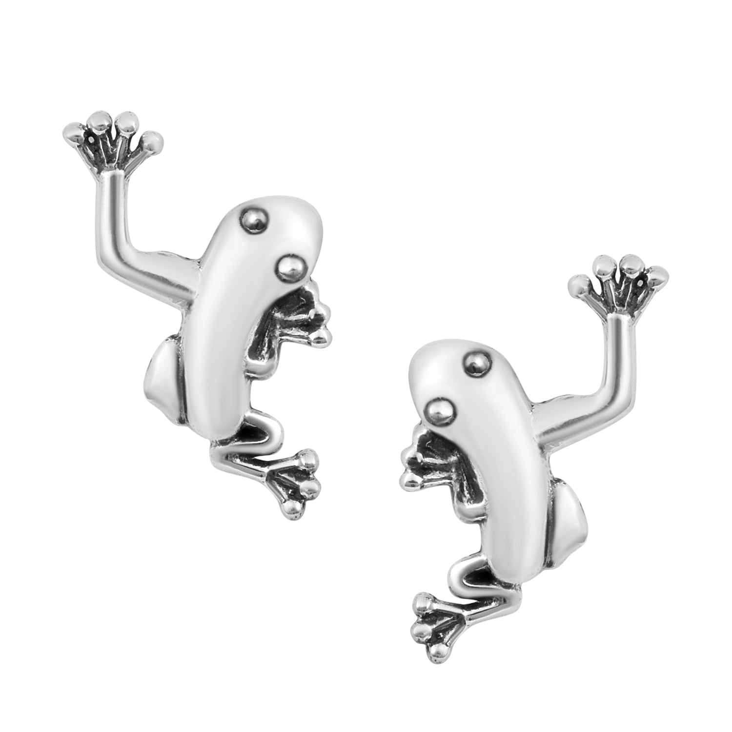 

Frog Amphibian Design Stud Earrings - Sterling Silver білий