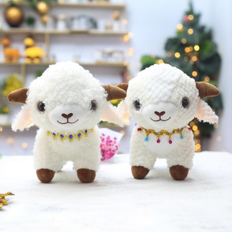 White Fluffy Sheep Stuffed Animal Soft Breathable Washable Fabric Adorable Big Eyes Great Gift for Kids Travel Companion