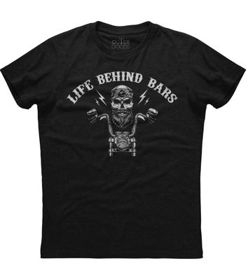 Life Behind Bars Cool Motorcycle Designed Mens Short Sleeve Cotton Black T-shirt