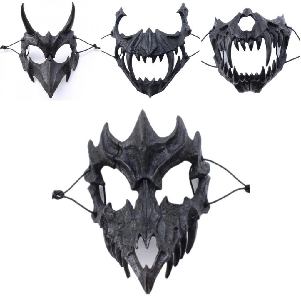 Stylish Black And White Tiger And Yaksha Masks For Role Playing And Holiday Celebrations