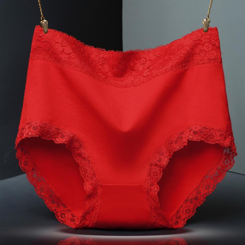

Chenmeiren Женские кружевные хлопковые трусики большого размера с высокой талией и контролем живота Large (L) красный