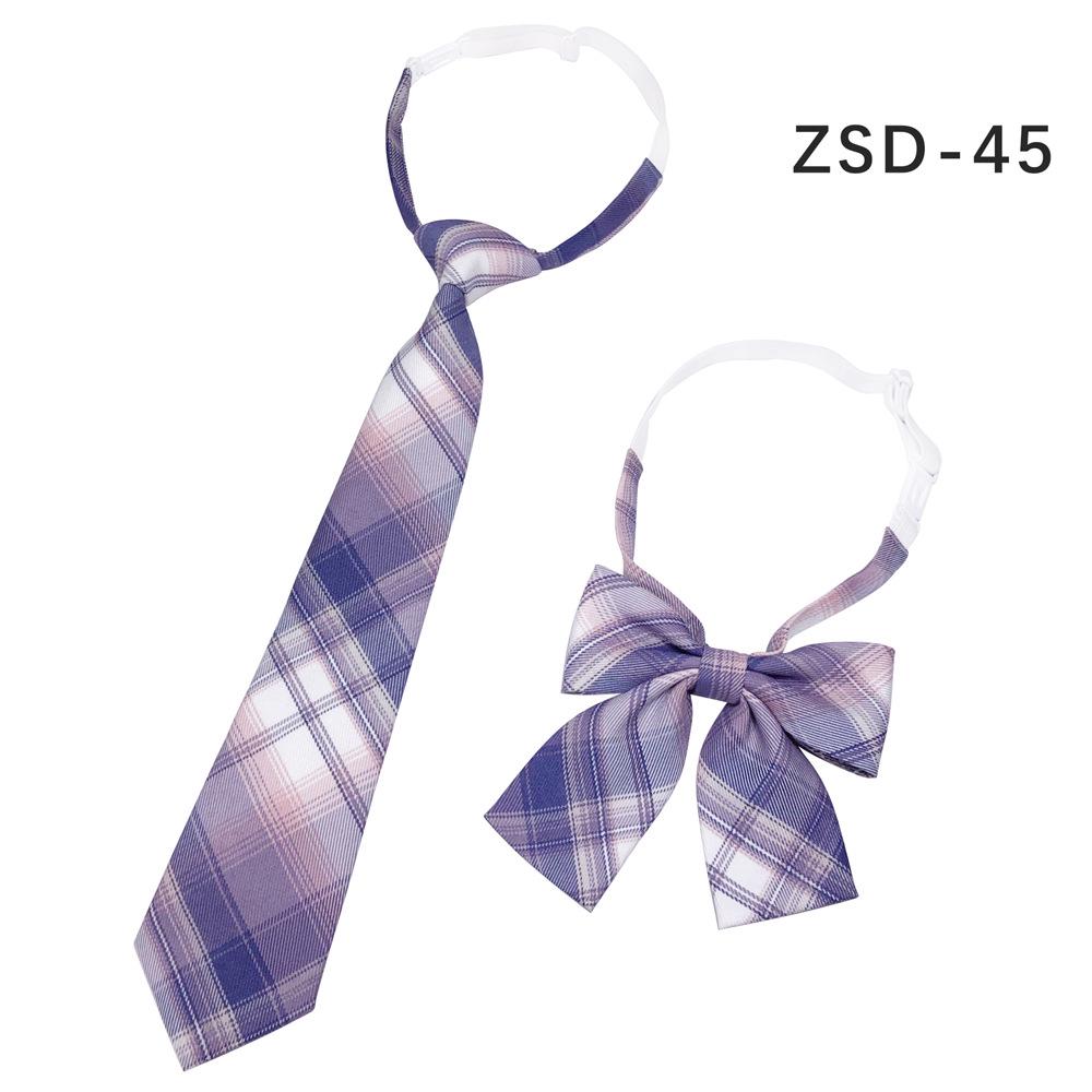 Unisex JK Collar Plaid Bowknot Flower Set - Polyester Cotton Student Uniform Accessory