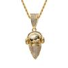 Hip Hop Pendant Necklace With Masked DJ Head Charm Tone Micro-Set Copper Chain 60cm Stainless Steel Twisted Link