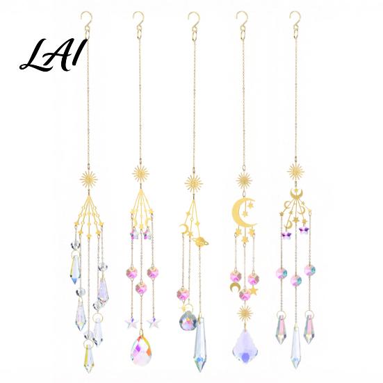 Artistic Patio Accents Crystal Suncatcher Rainbow Maker Prism Hanging Wind Chime Pendant Outdoor Courtyard Decoration for Window Balcony,