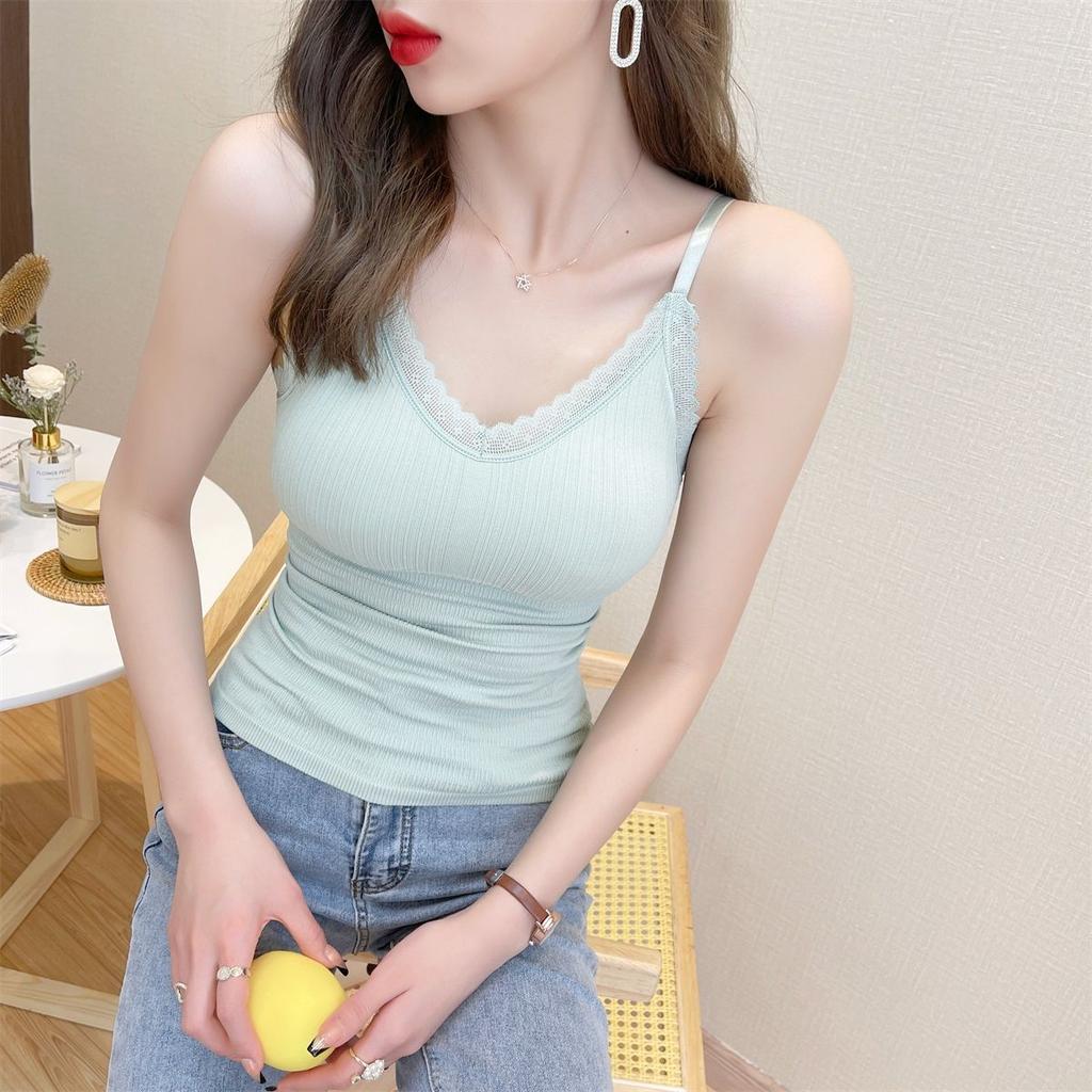 Lace Lace V-neck Camisole Vest Women's Slim Fit Elastic Sleeveless Top Inner T-shirt Base Shirt Beautiful Back