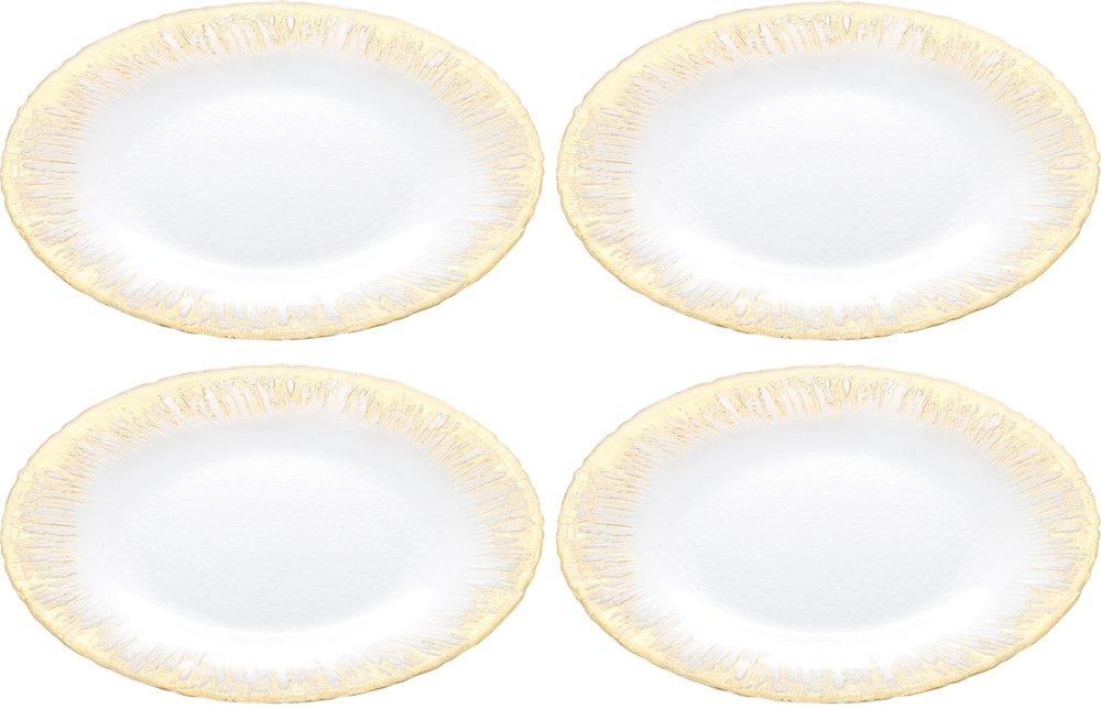 

Vetro Felice Large Plate, Western Tableware, Gold, 33cm, Set of 4, Happy Glass Flash, 349133P