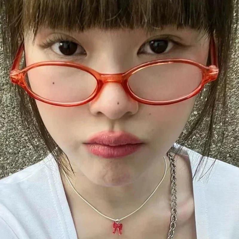 Gafas Ovaladas Retro Y2K para Mujer Montura Pequeña Gafas para Ojos Gafas Bloqueadoras de Luz Azul Gafas de Lectura Ópticas de Grado PC para Mujer Gafas