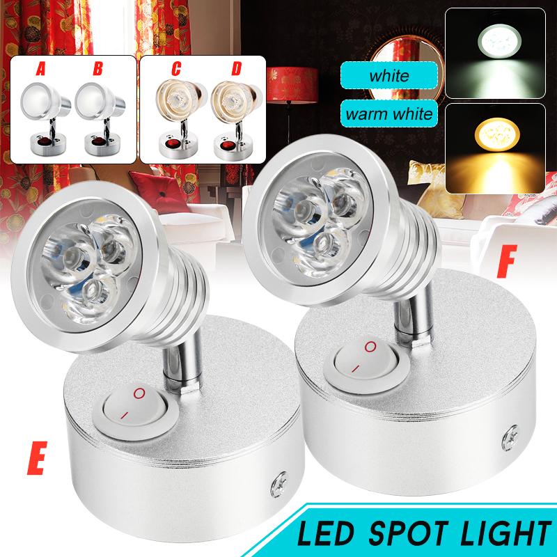 Buy 12V 3W LED Round Bed Side Light Reading Wall Bedside Lamp Switch