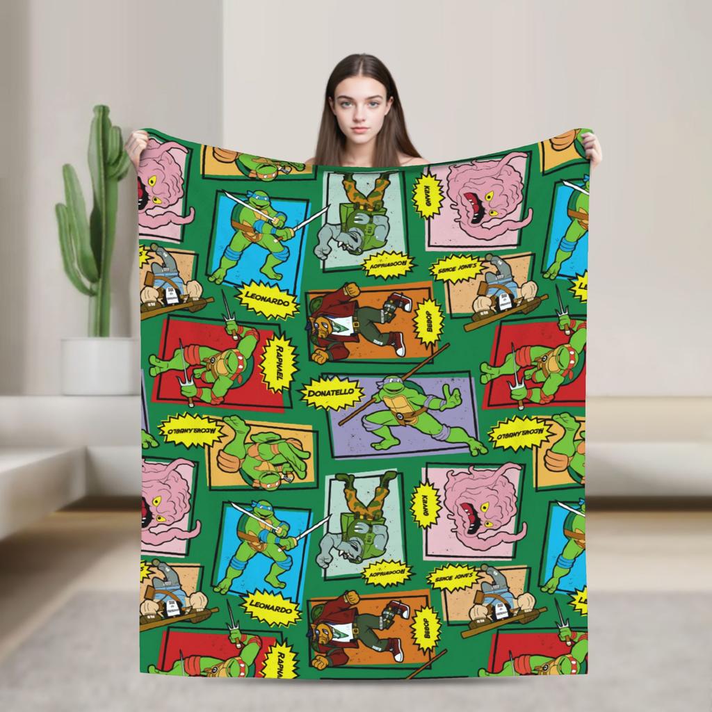 Comic Warm Soft Blankets T-Tmnts Character Decorative Plush Bedding Throws Funny Home Decor Flannel Bedspread Sofa Bed Cover