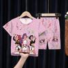 Kids Girls Boys 2PCS Pajamas Set K-pop Style Anime Short Sleeve T-shirt + Shorts Summer Comfortable Children Homewear Nightwear