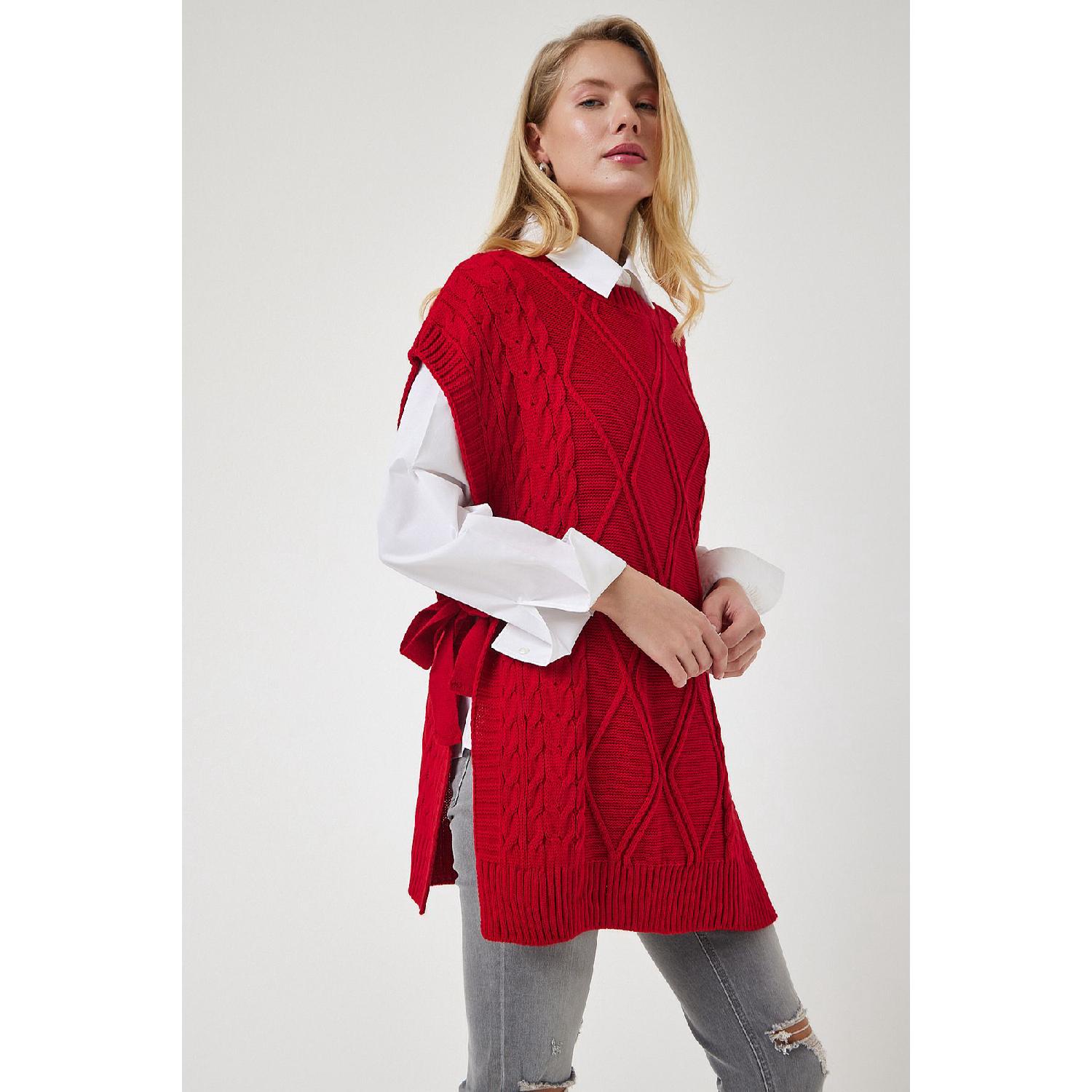 

Трикотажный свитер оверсайз с завязками, красный Lyg0006 Standart красный