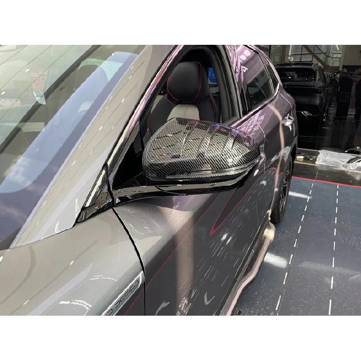 For BYD ATTO 3 Yuan Plus   Carbon Fiber Style Door Side Mirror Cover Trim Rear View Cap Overlay Molding Garnish