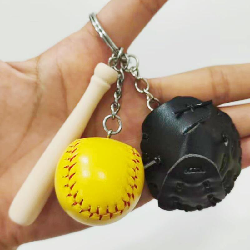 Creative Baseball Keychain Bag Pendant Set - Fashionable Three-Piece Couple Gift & Ornament