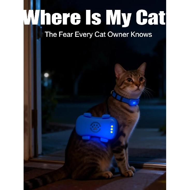 4G GPS Cat Dog Tracker Global Real-Time Pet Locator with SIM, WiFi Home Mode, Geo-Fence Alert, Lost Pet Finder, 10+ Days Battery