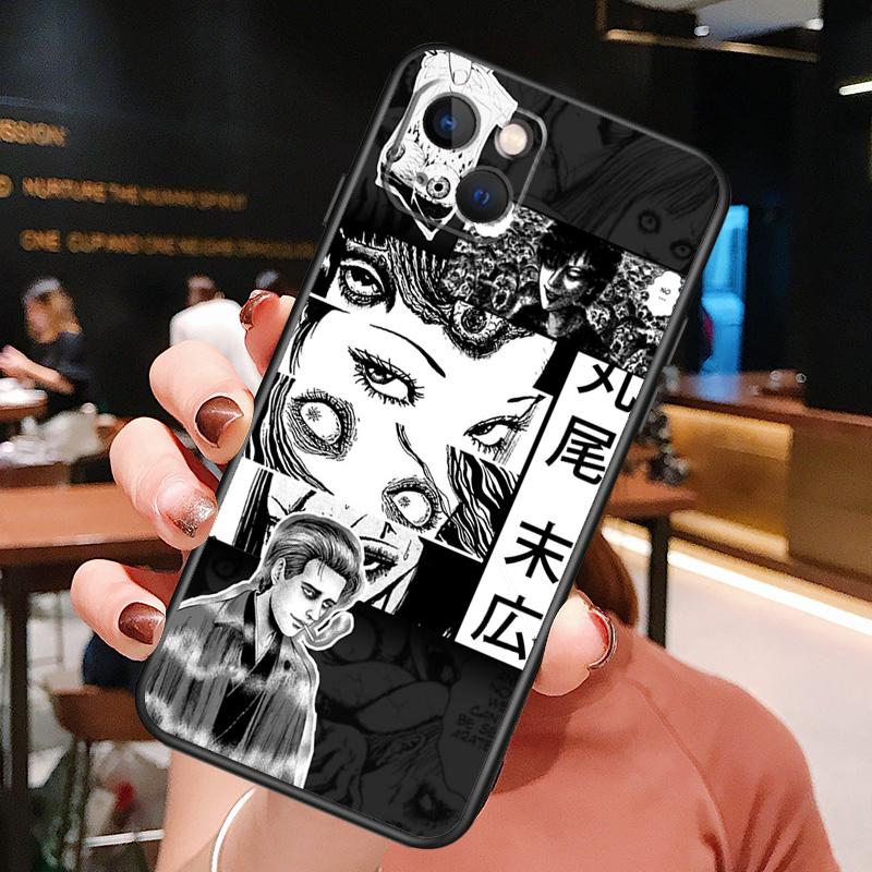 Horror Manga Style Phone Case For iPhone 16 Pro Max 15 13 12 11 14 Pro Max Plus 12 13 Mini XR 16e Funda Cover