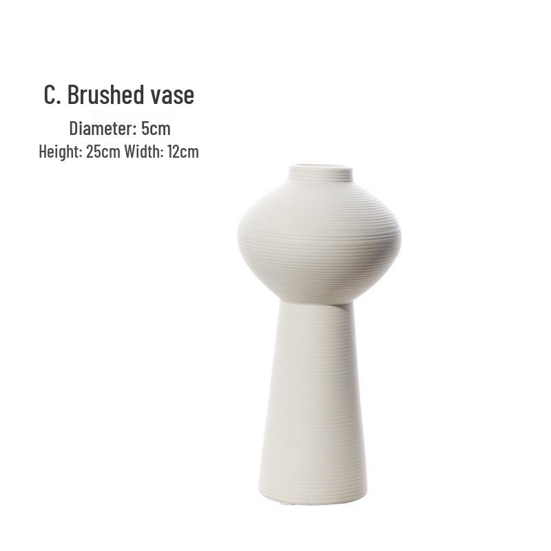 Ваза из белой керамики в стиле Ваби-Саби для композиций из сухоцветов - Домашний декор