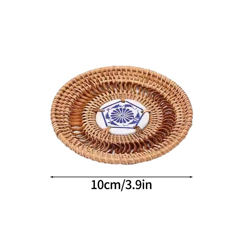 Rattan Coaster Creative Placemat Handmade Table Mat Heat Insulating Tablemat Tea Coffee Cup Pad Non-Slip Mat Round Coasters