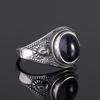 Natural Blue Sandstone 8x10MM Silver Ring Jewelry Retro Oval Ring For Women Gift Wholesale Party Wedding Gift