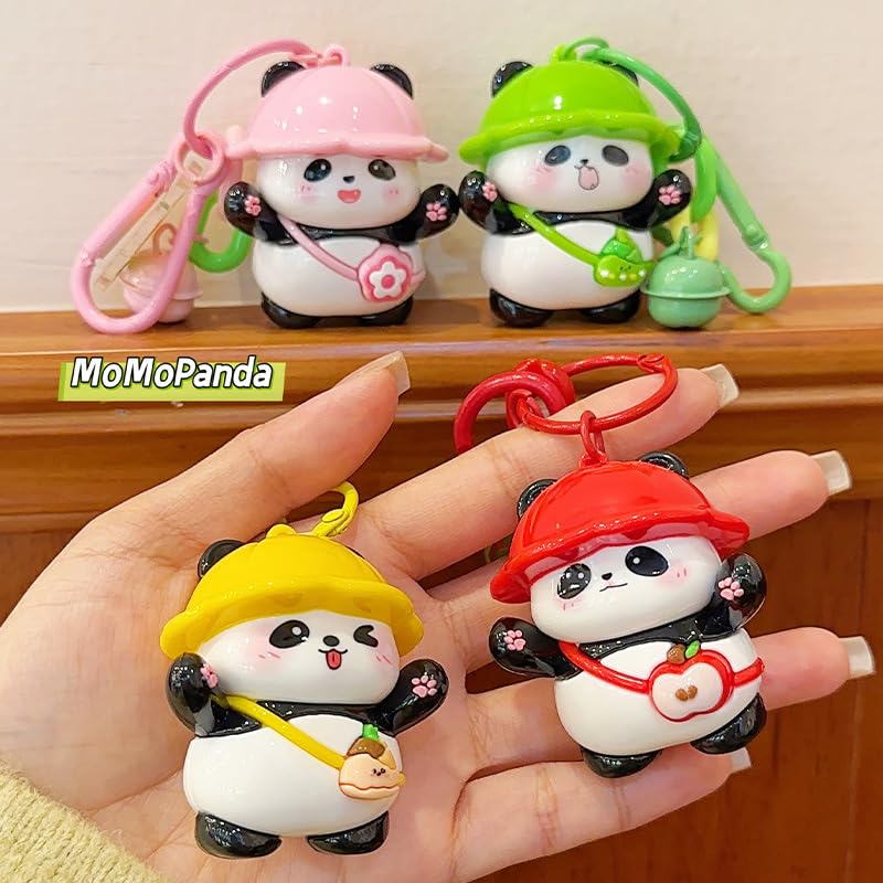Yocipa Cute Panda Keychain, Cute Bag Charm, Panda Keychain, Character Bag Decoration, Stylish Animal PVC Keychain (Pink)