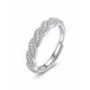 S925 Sterling Silver Twisted Rope Diamond Adjustable Women's Ring - Romantic, Luxury Girly Accessory
