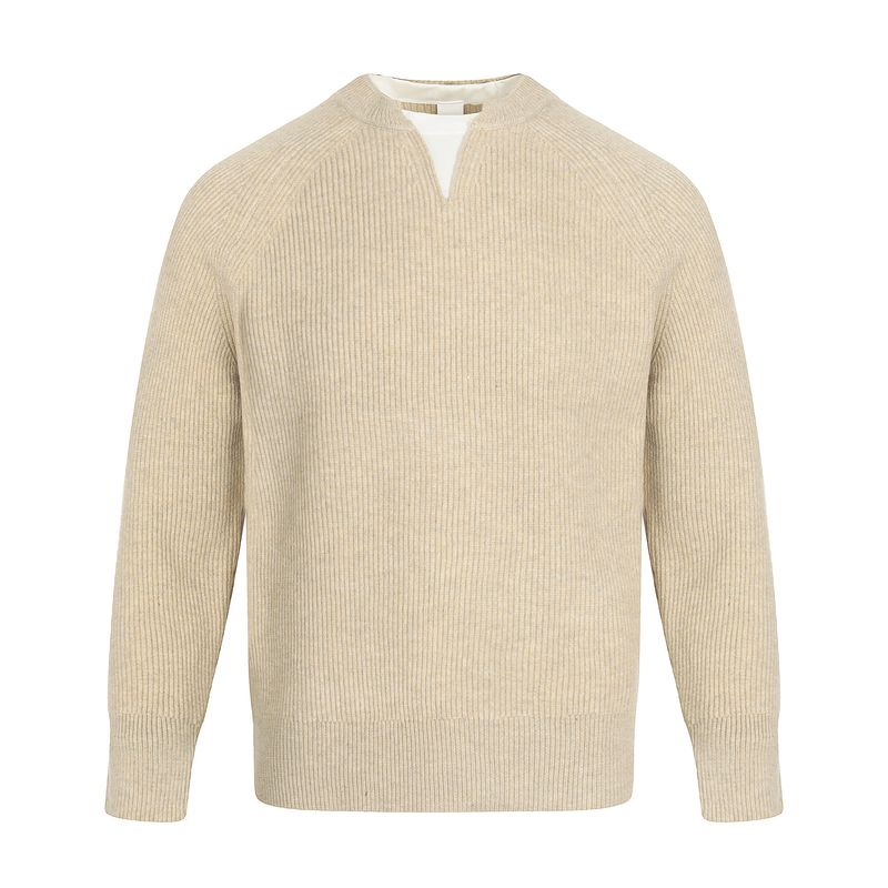 Kisko American Retro Ribbed Faux Two-Piece Commuter Knit Sweater for Men and Women, Simple Casual Inner Layer Top, Trendy