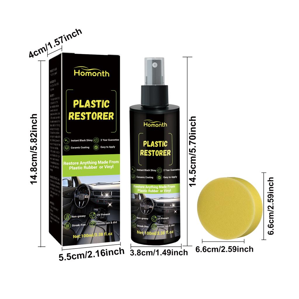 Shine Plastic Leather Restorer Revitalizer Long-Lasting Coating Car Rubber Renovator Glossy Clean Refurbish for Automotive
