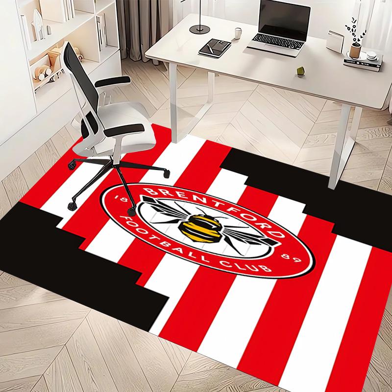 1 Stück Fußballverein Logo Druck Teppich - Weich, Waschbar, Rutschfest, Innenmatte, Wohnzimmer, Home Office Dekorativer Teppich, Büro Dekorativ