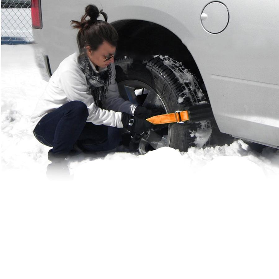 The item is a pack of 2pcs anti-skid snow chains for ties made of