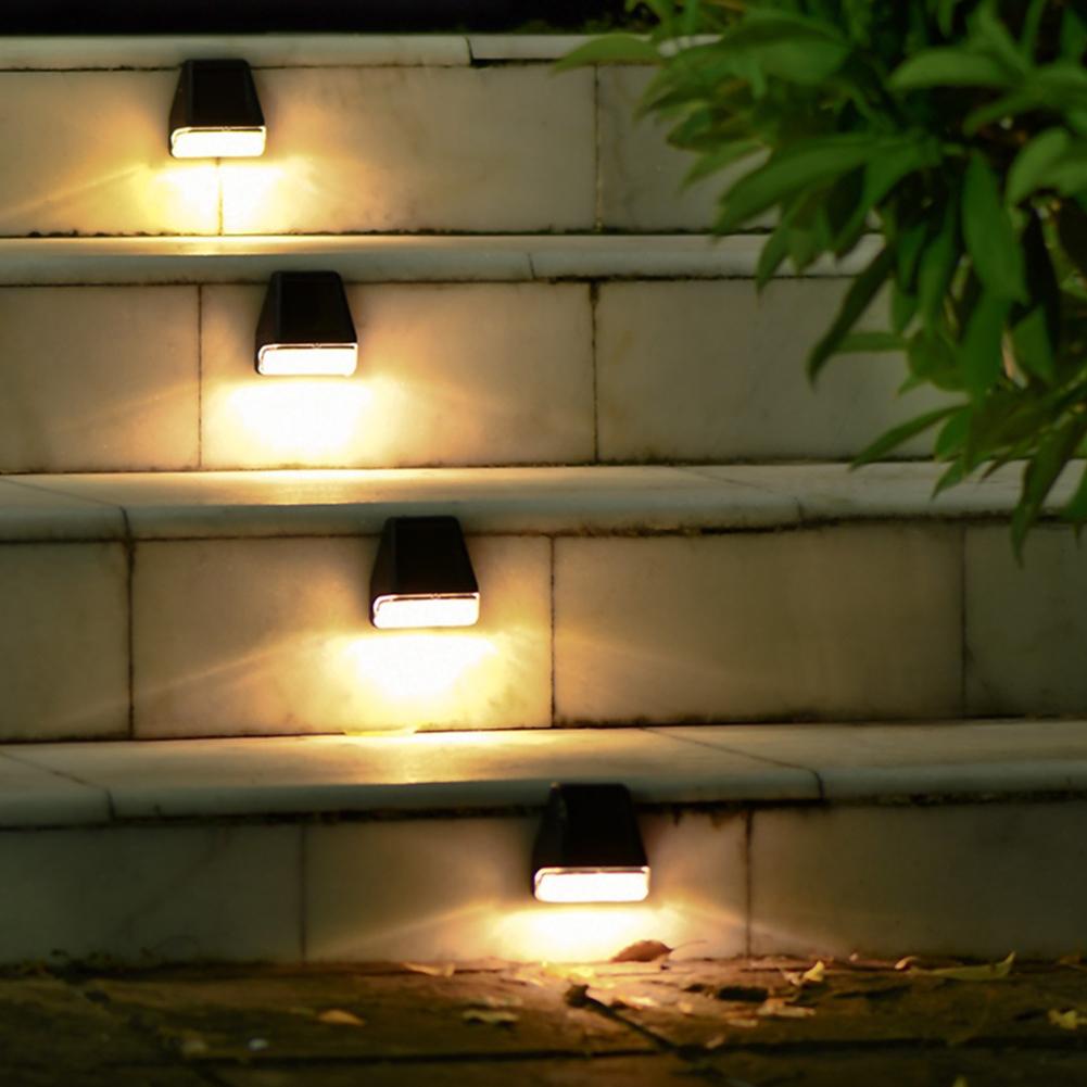 4 Pack Led Solar Deck Lights Outdoor Waterproof Step Lights Auto On/Off Fence Lamp For Stairs Step Railing Yard Patio