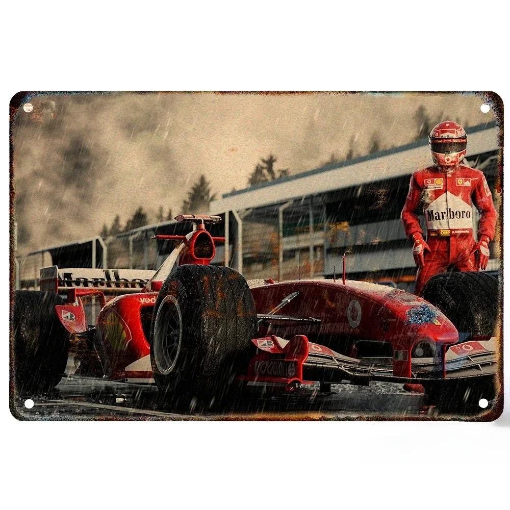 Metal Tin Metal Poster F1 Racing Tin Sign Metal Plaque Poster for Bar Club Wall Decor Retro Bedroom Vintage Wall Plate Pendant