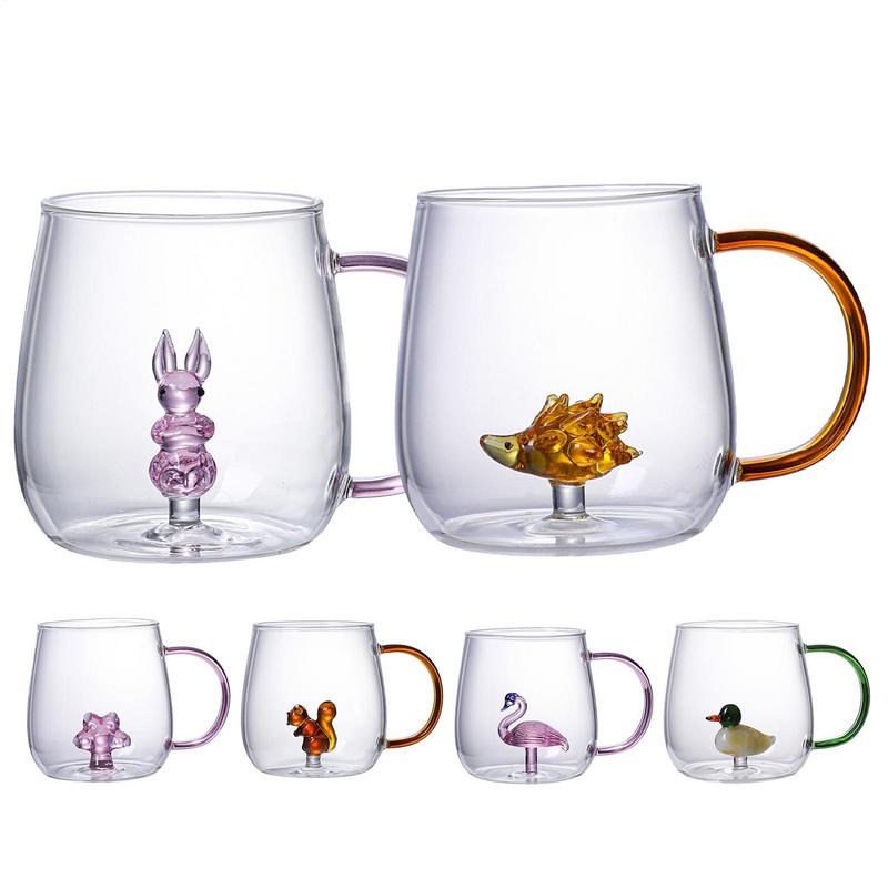 Kreskówkowy Kształt Zwierzęcia Szklany Dom Słodki Wysokoborokrzemowe Szkło Jednowarstwowy Kubek Salon z Gośćmi Kubek na Sok Zimny Napój